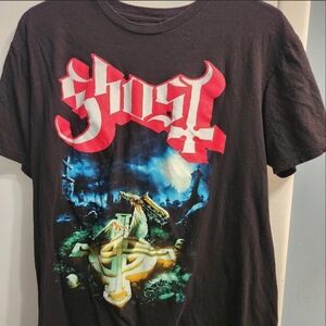 LG Black Graphic Tee with Red and Blue Accents